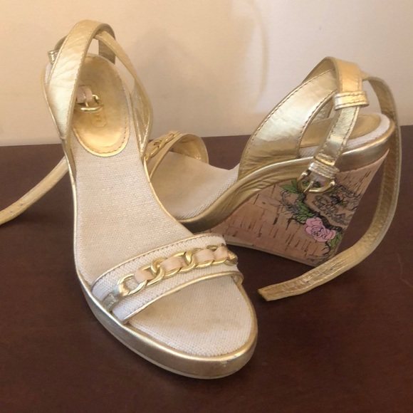 Coach ellette tattoo gold wedge size 6 - Picture 1 of 7